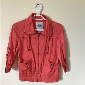 Sporty Coral Zip Up Jacket